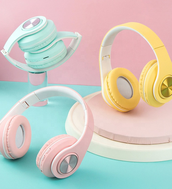 Headphone Macaron B39 / P39 Headset HF Wireless With LED Inpods Iboom Bluetooth V5.0